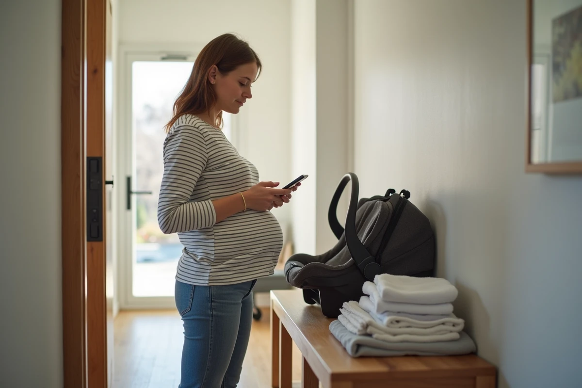 Femme organisant les essentiels pour bébé à l