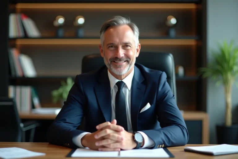 Homme d'affaires en costume dans un bureau moderne
